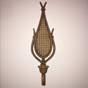 Mid-Century Modern faux wood candle holder